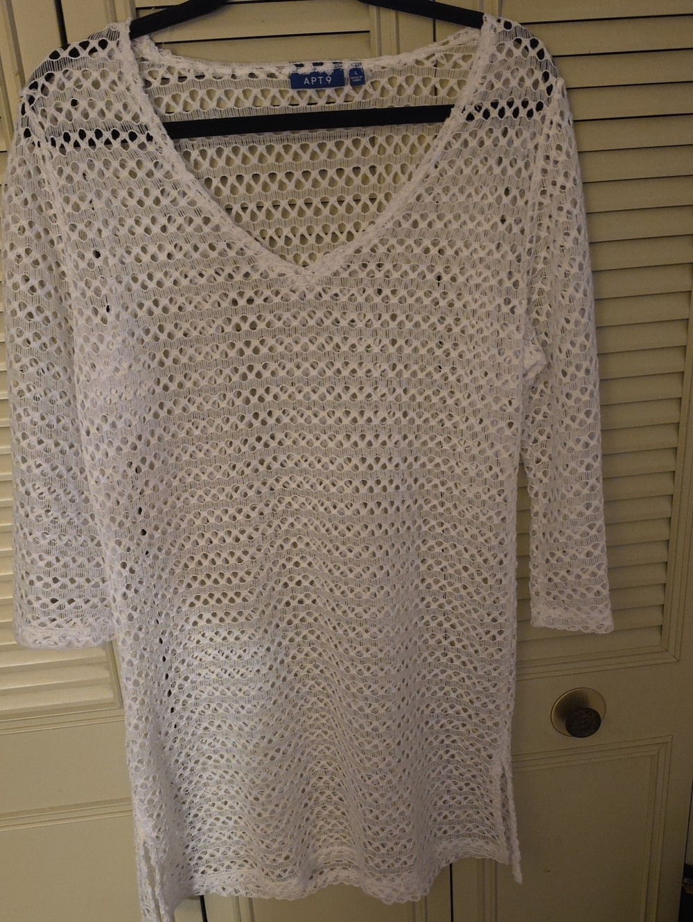 Apt. 9 White Crochet V‑Neck Swim Coverup